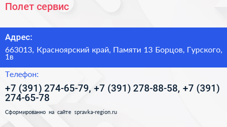 Полет сервис - визитка