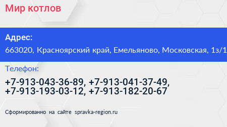 Мир котлов - визитка