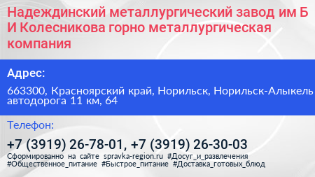 Надеждинский металлургический завод им Б И Колесникова горно металлургическая компания - визитка