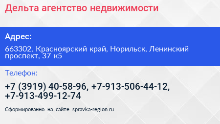 Дельта агентство недвижимости - визитка
