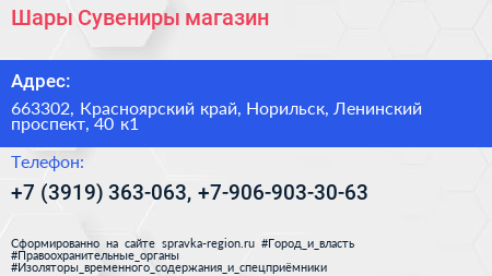 Шары Сувениры магазин - визитка