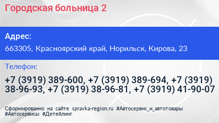 Городская больница 2 - визитка