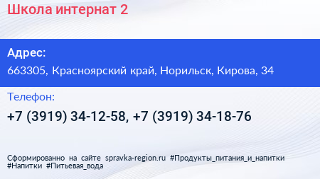Школа интернат 2 - визитка