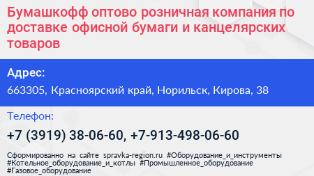 Бумашкофф оптово розничная компания по доставке офисной бумаги и канцелярских товаров - визитка