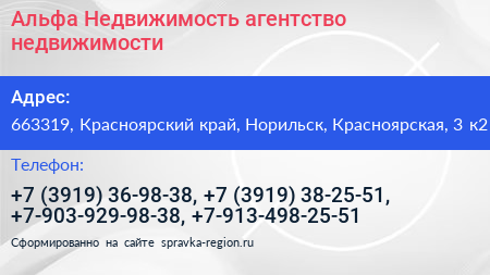 Альфа Недвижимость агентство недвижимости - визитка