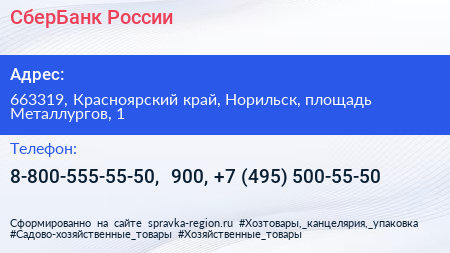 СберБанк России - визитка