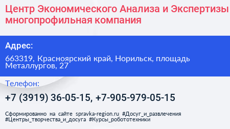 Центр Экономического Анализа и Экспертизы многопрофильная компания - визитка