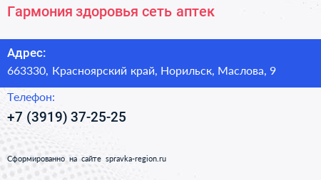 Гармония здоровья сеть аптек - визитка