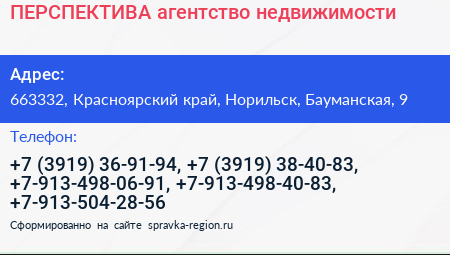 ПЕРСПЕКТИВА агентство недвижимости - визитка