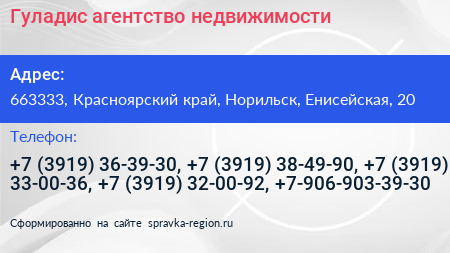 Гуладис агентство недвижимости - визитка