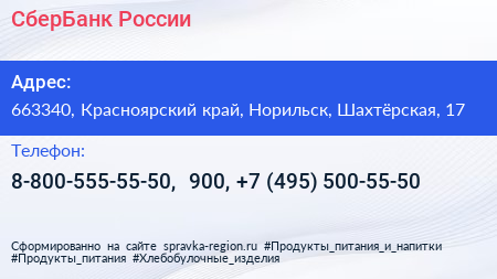 СберБанк России - визитка