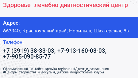 Здоровье+ лечебно диагностический центр - визитка
