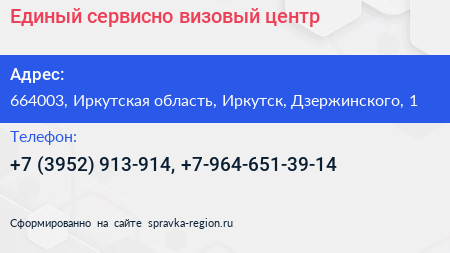 Единый сервисно визовый центр - визитка