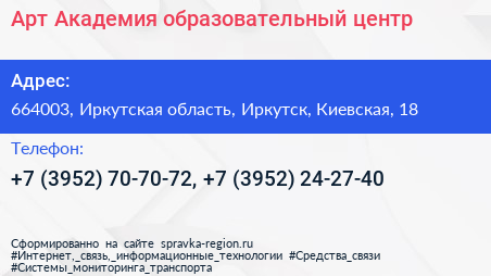 Арт Академия образовательный центр - визитка