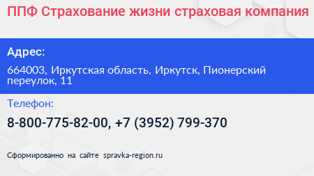ППФ Страхование жизни страховая компания - визитка