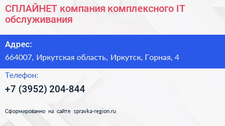 СПЛАЙНЕТ компания комплексного IT обслуживания - визитка
