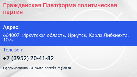 Гражданская Платформа политическая партия - визитка