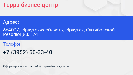 Терра бизнес центр - визитка