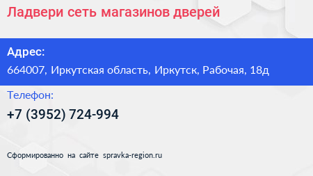 Ладвери сеть магазинов дверей - визитка