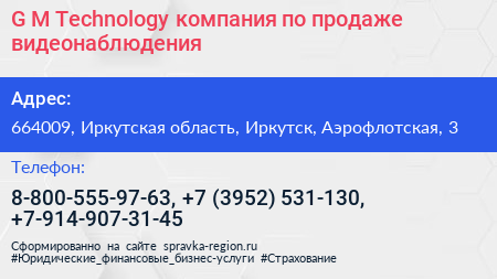G M Technology компания по продаже видеонаблюдения - визитка