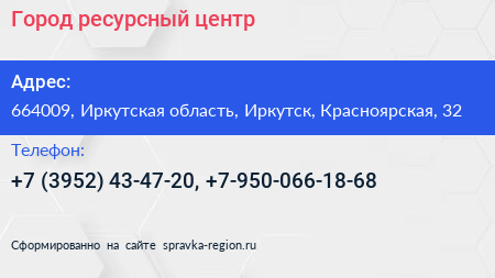 Город ресурсный центр - визитка