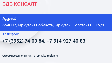 СДС КОНСАЛТ - визитка