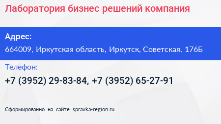 Лаборатория бизнес решений компания - визитка