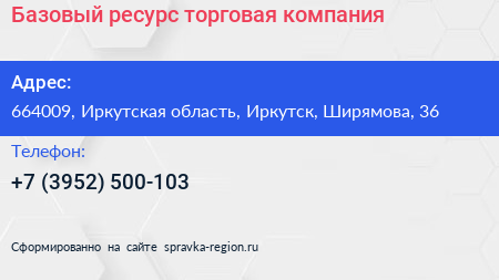 Базовый ресурс торговая компания - визитка
