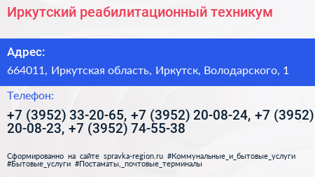 Иркутский реабилитационный техникум - визитка