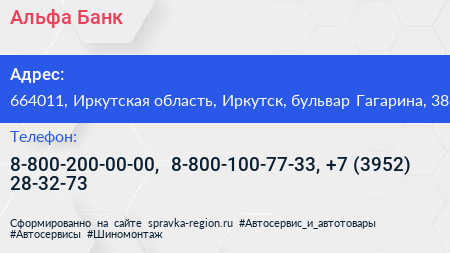 Альфа Банк - визитка