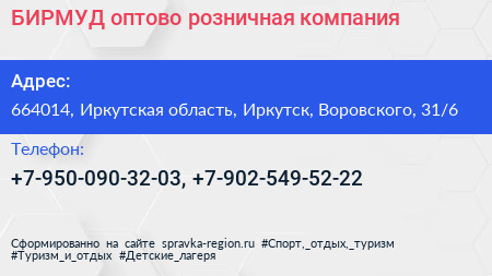 БИРМУД оптово розничная компания - визитка