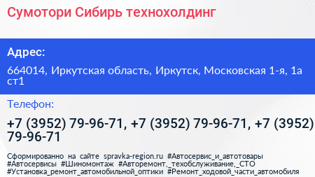 Сумотори Сибирь технохолдинг - визитка