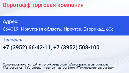 Воротофф торговая компания - визитка