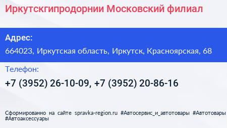 Иркутскгипродорнии Московский филиал - визитка