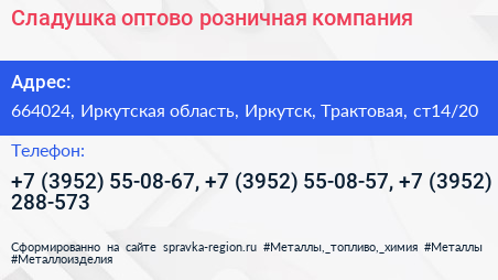 Сладушка оптово розничная компания - визитка