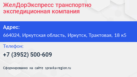 ЖелДорЭкспресс транспортно экспедиционная компания - визитка
