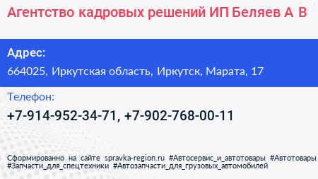 Агентство кадровых решений ИП Беляев А В  - визитка