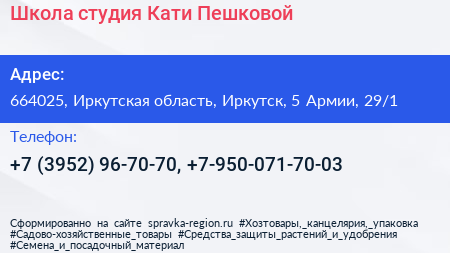 Школа студия Кати Пешковой - визитка