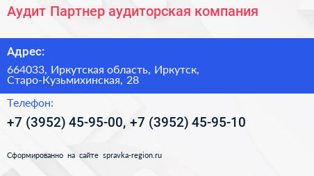 Аудит Партнер аудиторская компания - визитка