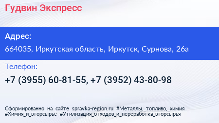 Гудвин Экспресс - визитка