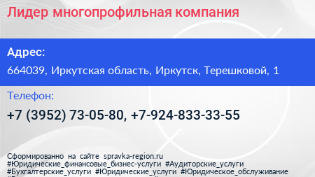 Лидер многопрофильная компания - визитка