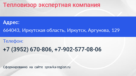 Тепловизор экспертная компания - визитка