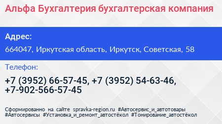 Альфа Бухгалтерия бухгалтерская компания - визитка