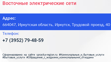 Восточные электрические сети - визитка