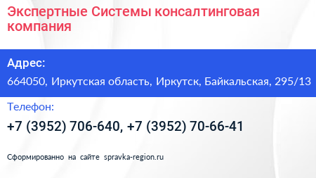 Экспертные Системы консалтинговая компания - визитка