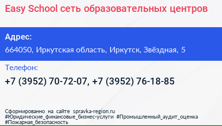 Easy School сеть образовательных центров - визитка