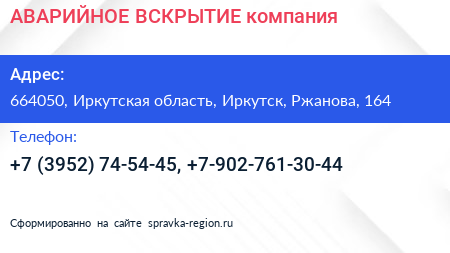 АВАРИЙНОЕ ВСКРЫТИЕ компания - визитка