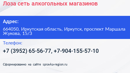 Лоза сеть алкогольных магазинов - визитка