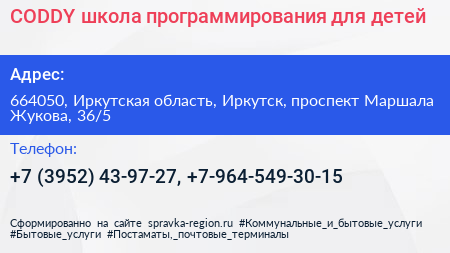 CODDY школа программирования для детей - визитка
