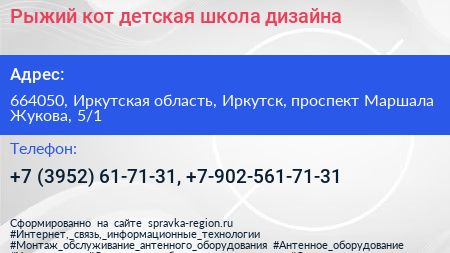 Рыжий кот детская школа дизайна - визитка